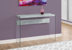 HomeRoots 44" Sleek Console Table with Durable Wood Top and Stylish Glass Base for Modern Living Spaces Grey,Clear 333109