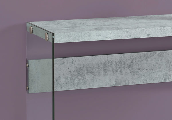 HomeRoots 44" Sleek Console Table with Durable Wood Top and Stylish Glass Base for Modern Living Spaces Grey,Clear 333109