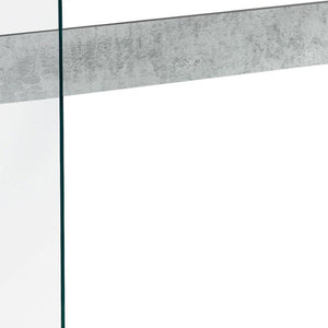 HomeRoots 44" Sleek Console Table with Durable Wood Top and Stylish Glass Base for Modern Living Spaces Grey,Clear 333109
