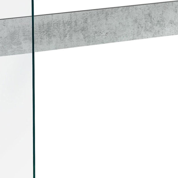 HomeRoots 44" Sleek Console Table with Durable Wood Top and Stylish Glass Base for Modern Living Spaces Grey,Clear 333109