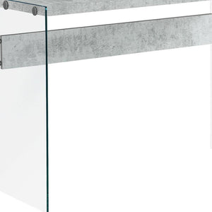 HomeRoots 44" Sleek Console Table with Durable Wood Top and Stylish Glass Base for Modern Living Spaces Grey,Clear 333109