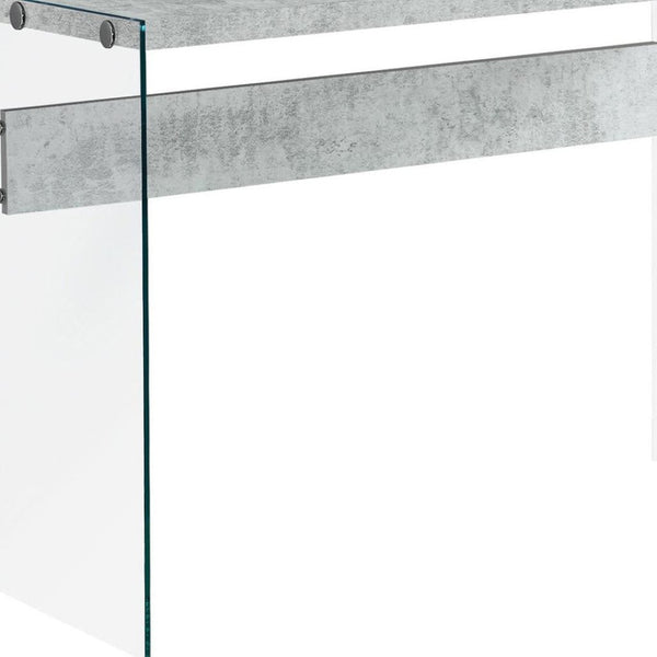 HomeRoots 44" Sleek Console Table with Durable Wood Top and Stylish Glass Base for Modern Living Spaces Grey,Clear 333109