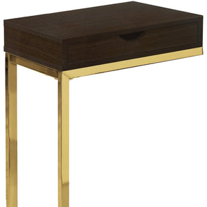 HomeRoots 10.25" Elegant Accent Table with Stylish Drawer, Durable Design for Compact Spaces & Versatile Use Cappuccino,Gold 333113