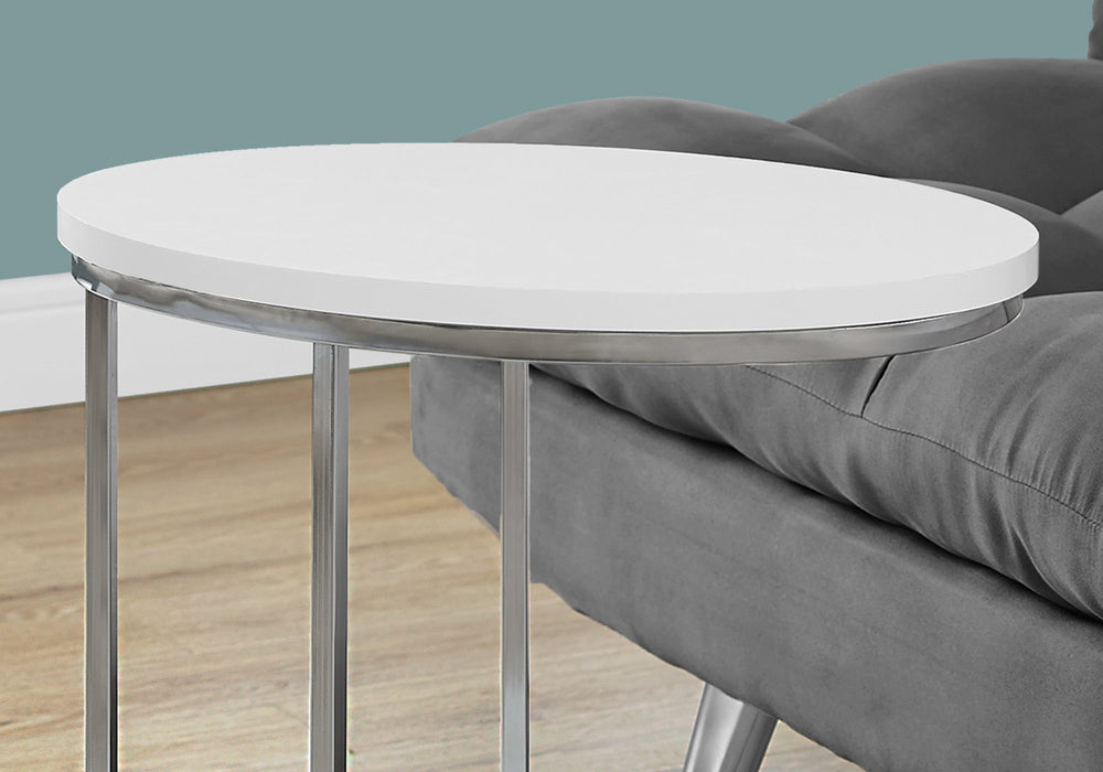 Homeroots 18.5" X 12" X 25" White Particle Board Metal Accent Table White  333122