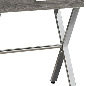 HomeRoots 22" Sleek Silver and White End Table with Drawer - Modern Accent for Living Rooms or Small Spaces Dark Taupe,Chrome 333131