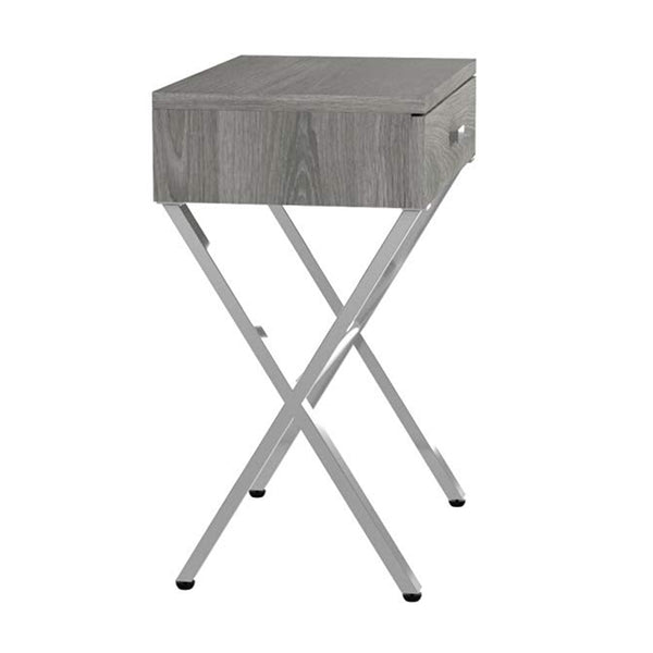 Homeroots 22" Silver And Deep Taupe Wood And Metal End Table With Drawer Dark Taupe,Chrome  333131