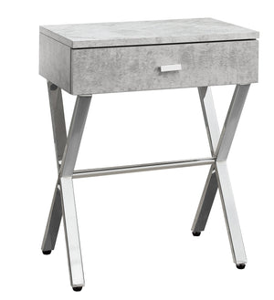 Homeroots 22" Silver And Gray Wood And Metal End Table With Drawer Grey,Chrome  333132