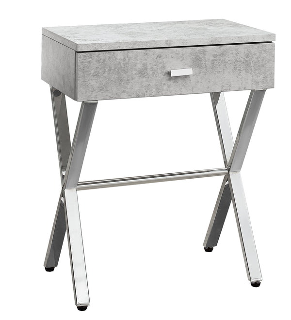 Homeroots 22" Silver And Gray Wood And Metal End Table With Drawer Grey,Chrome  333132