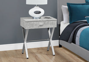 Homeroots 22" Silver And Gray Wood And Metal End Table With Drawer Grey,Chrome  333132