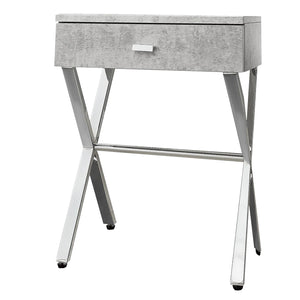 Homeroots 22" Silver And Gray Wood And Metal End Table With Drawer Grey,Chrome  333132