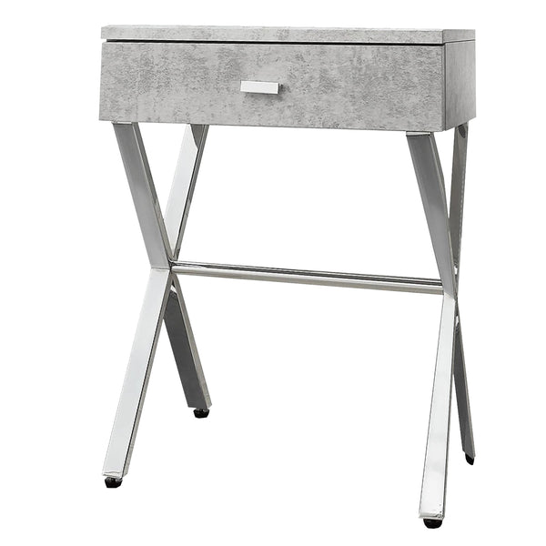 Homeroots 22" Silver And Gray Wood And Metal End Table With Drawer Grey,Chrome  333132