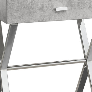 Homeroots 22" Silver And Gray Wood And Metal End Table With Drawer Grey,Chrome  333132