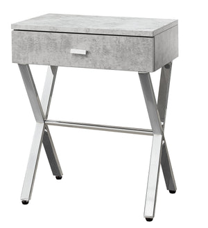 Homeroots 22" Silver And Gray Wood And Metal End Table With Drawer Grey,Chrome  333132