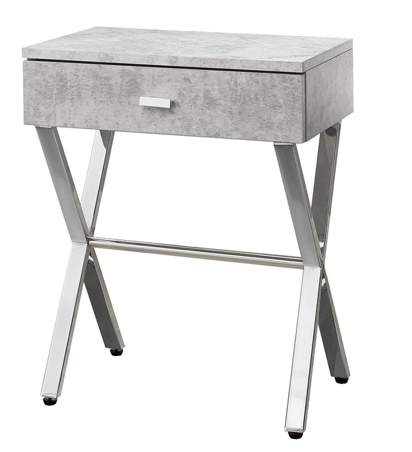 Homeroots 22" Silver And Gray Wood And Metal End Table With Drawer Grey,Chrome  333132