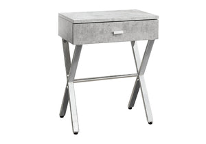 HomeRoots 22" Sleek Silver and White End Table with Drawer - Modern Accent for Living Rooms or Small Spaces Grey,Chrome 333132