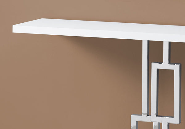 HomeRoots 47" White Console Table with Lower Shelf - Modern, Durable Design for Entryway, Living Room, Office 333134