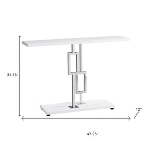 HomeRoots 47" White Console Table with Lower Shelf - Modern, Durable Design for Entryway, Living Room, Office 333134