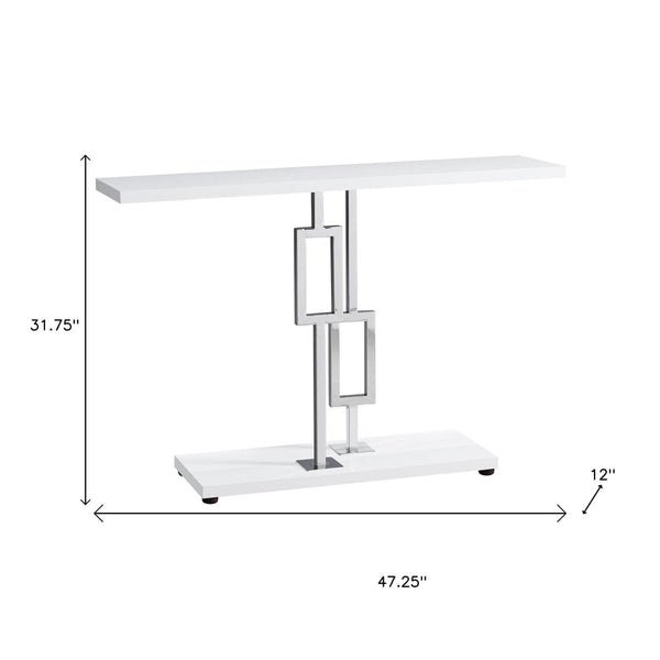 HomeRoots 47" White Console Table with Lower Shelf - Modern, Durable Design for Entryway, Living Room, Office 333134
