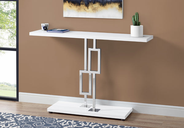 HomeRoots 47" White Console Table with Lower Shelf - Modern, Durable Design for Entryway, Living Room, Office 333134