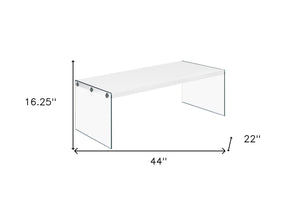 HomeRoots 44" Modern Coffee Table with Gray Wood Top and Sleek Glass Base - Stylish Centerpiece for Any Room White,Clear 333146