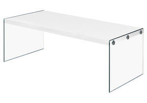 Homeroots 44" White And Clear Wood And Glass Coffee Table White,Clear  333146