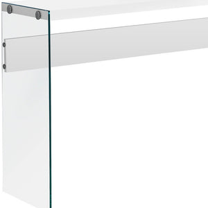 Homeroots 44" White And Clear Solid Console Table White,Clear  333148