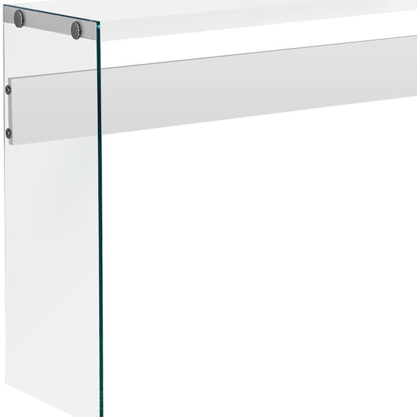Homeroots 44" White And Clear Solid Console Table White,Clear  333148