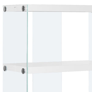 HomeRoots 59" Modern Glass Four-Tier Etagere Bookcase for Stylish Storage and Display in Any Room White,Clear 333149