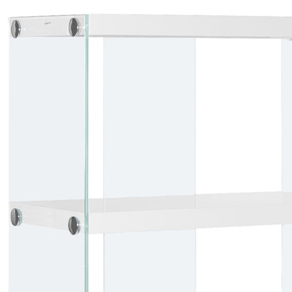 HomeRoots 59" Modern Glass Four-Tier Etagere Bookcase for Stylish Storage and Display in Any Room White,Clear 333149