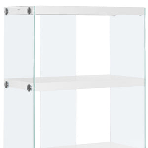 HomeRoots 59" Modern Glass Four-Tier Etagere Bookcase for Stylish Storage and Display in Any Room White,Clear 333149