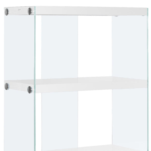 HomeRoots 59" Modern Glass Four-Tier Etagere Bookcase for Stylish Storage and Display in Any Room White,Clear 333149