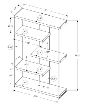HomeRoots 59" Modern Four-Tier Etagere Bookcase with Sleek Lacquer Shelves and Glass Panels for Stylish Display White,Clear 333150