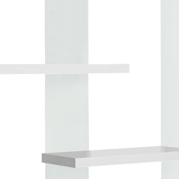 HomeRoots 59" Modern Four-Tier Etagere Bookcase with Sleek Lacquer Shelves and Glass Panels for Stylish Display White,Clear 333150