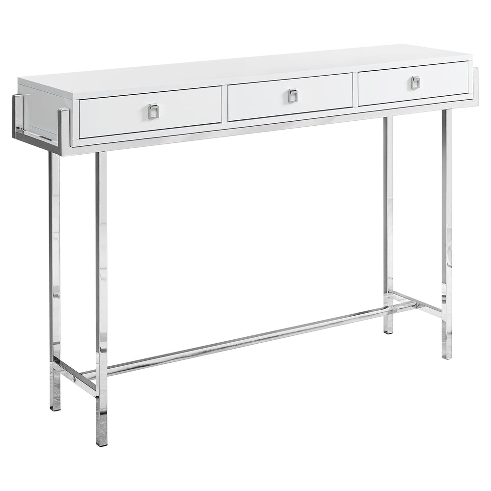 Homeroots 48" White And Silver Console Table And Drawers White  333154