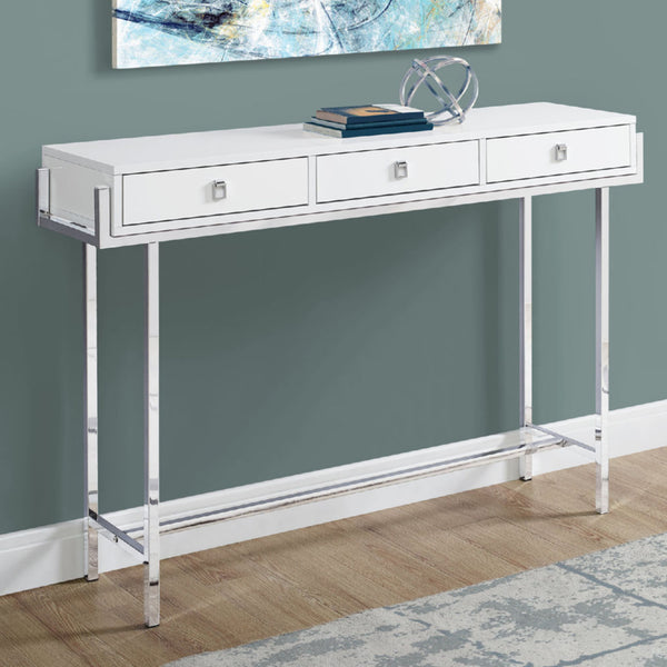 Homeroots 48" White And Silver Console Table And Drawers White  333154