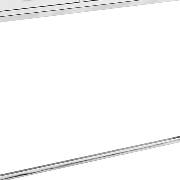 HomeRoots 48" Console Table with Sleek Silver Base and Three Drawers for Stylish Storage and Display Solutions White 333154