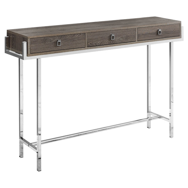 Homeroots 48" Taupe And Silver Console Table And Drawers Dark Taupe  333156