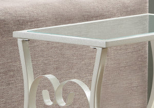 Homeroots 19" Clear And White Glass Trestle Console Table With Shelves White,Clear  333158