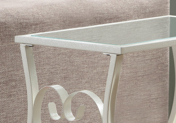 Homeroots 19" Clear And White Glass Trestle Console Table With Shelves White,Clear  333158