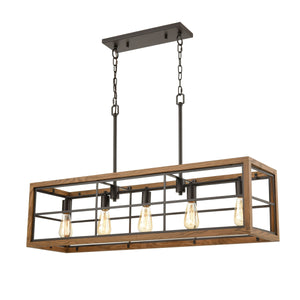 Warehouse Window 42'' Wide 5-Light Linear Chandelier - Oil Rubbed Bronze 33316/5 Elk Lighting