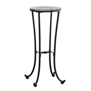 Homeroots 29" Black And Clear Glass Round End Table   333166