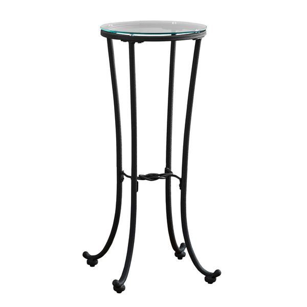 Homeroots 29" Black And Clear Glass Round End Table   333166