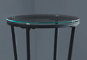 Homeroots 29" Black And Clear Glass Round End Table   333166