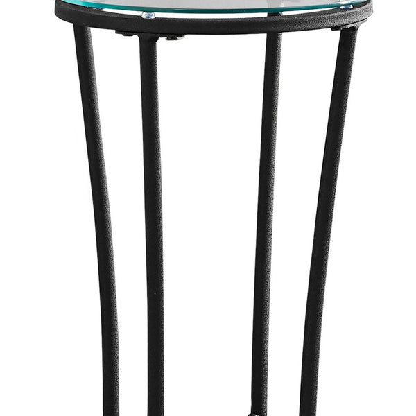 Homeroots 29" Black And Clear Glass Round End Table   333166