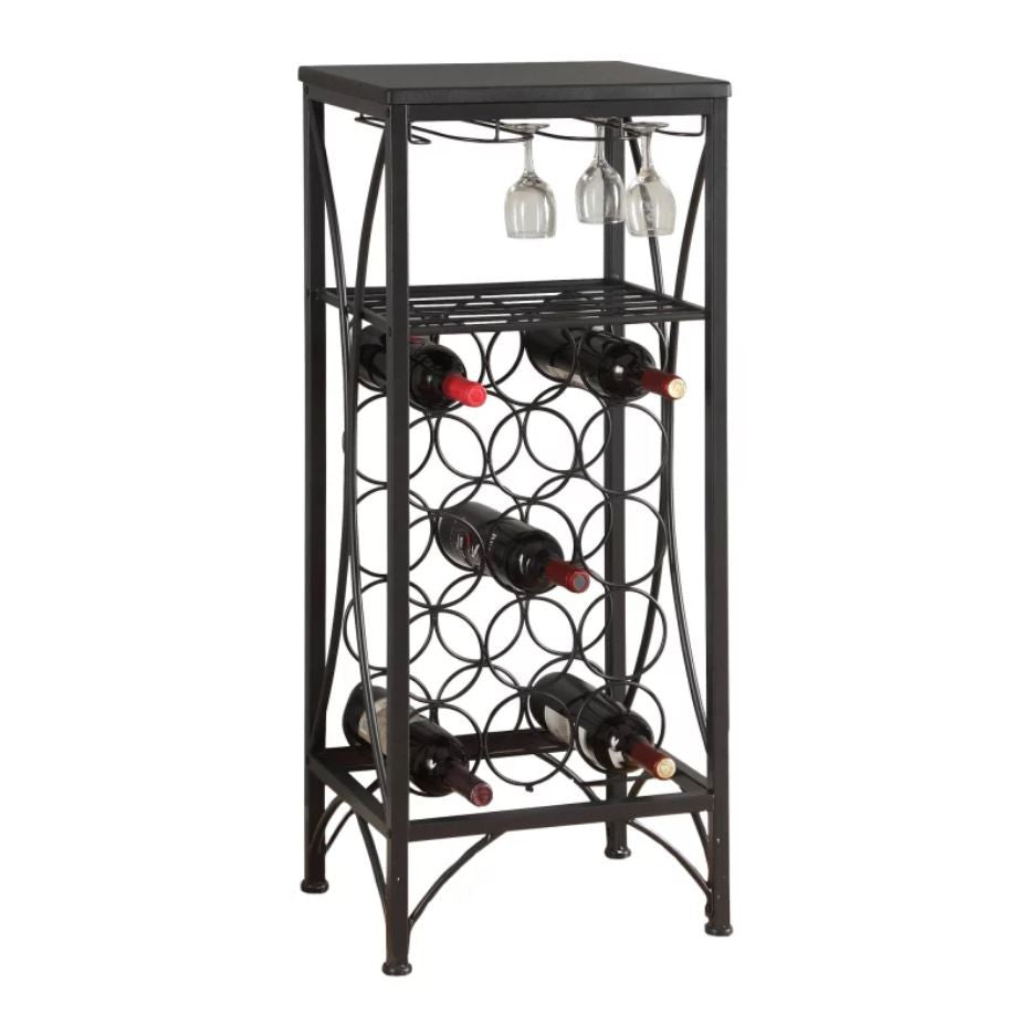 Homeroots 41" Black Stainless Steel Wine Rack  Stainless Steel 333167