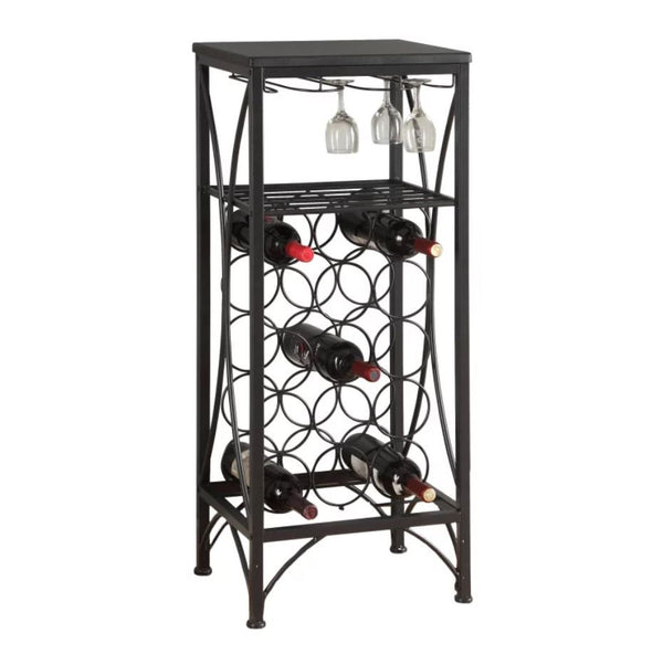 Homeroots 41" Black Stainless Steel Wine Rack  Stainless Steel 333167