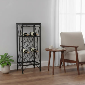 HomeRoots 41" Black Stainless Steel Wine Rack - Elegant Modern Design for Stylish Storage & Organization 333167