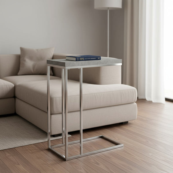 HomeRoots 18.25" Modern Accent Table - Durable Particle Board & Metal Design for Stylish Small Space Solutions Grey 333169