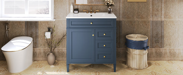 English Elm 30'' Modern Bathroom Vanity With Ceramic Sink, Stylish Storage, 2 Drawers & Tip-Out For Organization N710P250194C