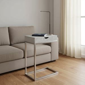 HomeRoots 10.25" Elegant Accent Table with Stylish Drawer, Durable Design for Compact Spaces & Versatile Use Grey 333170